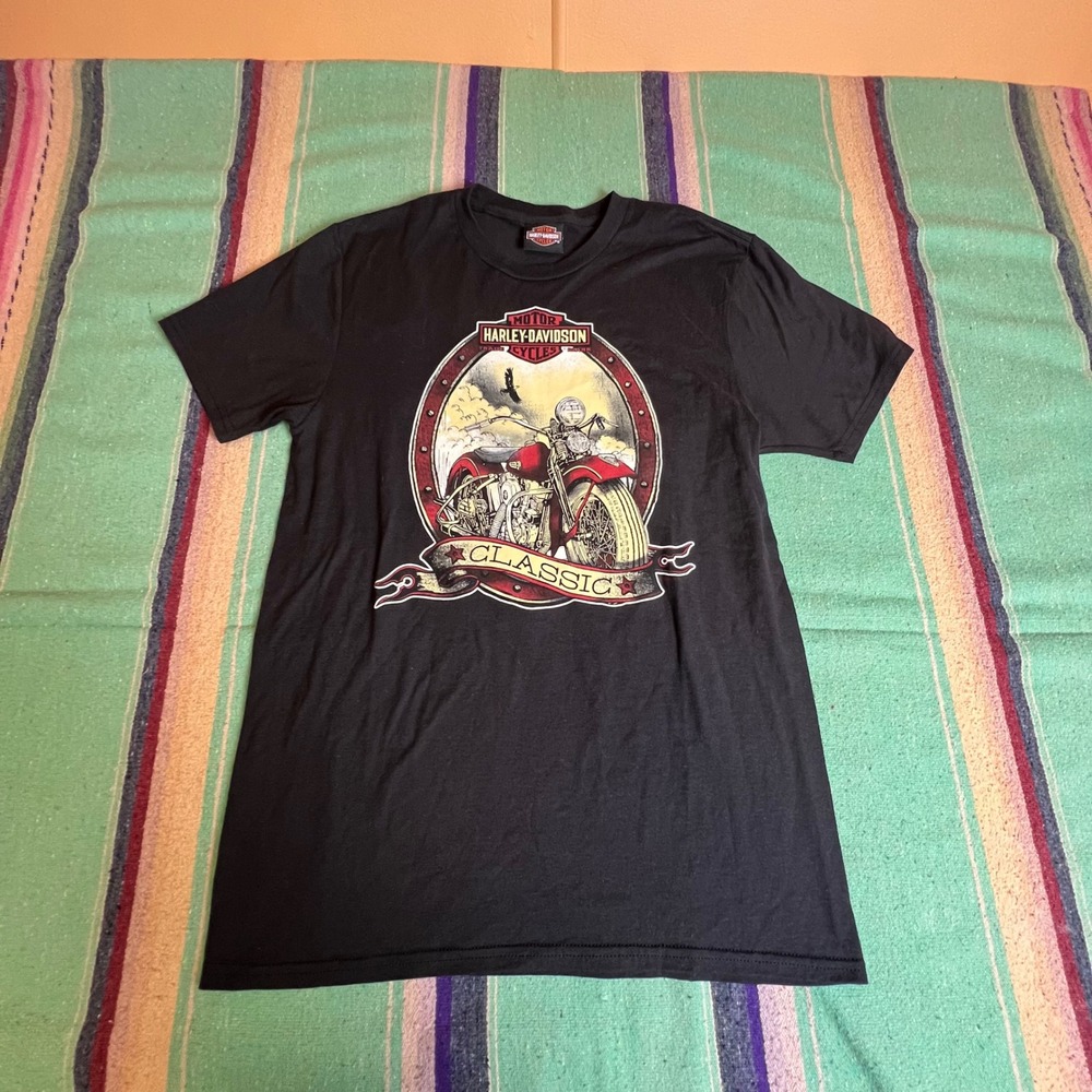 Harley-Davidson T-Shirt Mens Small Black Milwaukee Dealer Graphic Biker Tee